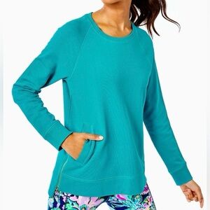 Lily Pulitzer Luxletic Beach Comber Pullover Women’s Size Small Turquoise/Teal